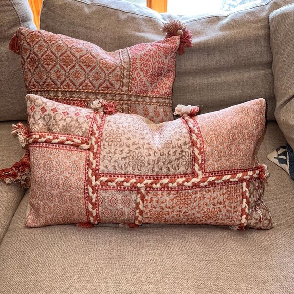 Custom Bohemian Luxury Throw Pillows Multi-pattern Corals Creams Taj Mahal Style - Picture 2 of 12